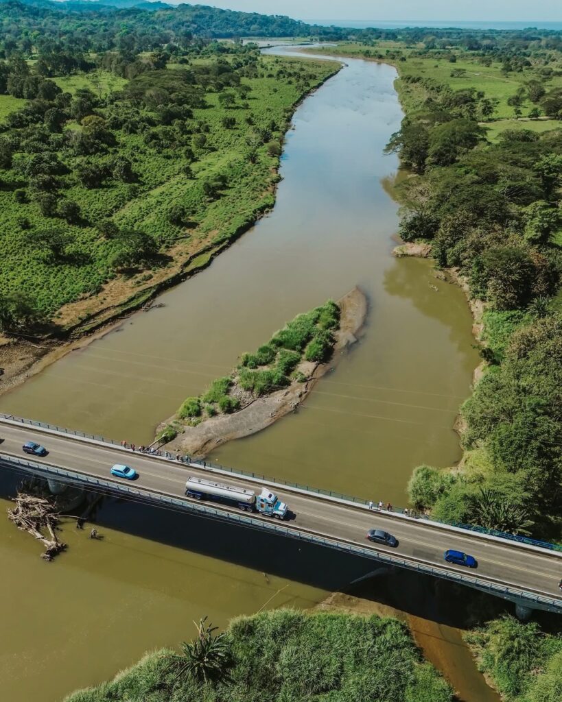 tarcoles crocodile bridge costa rica aerial view